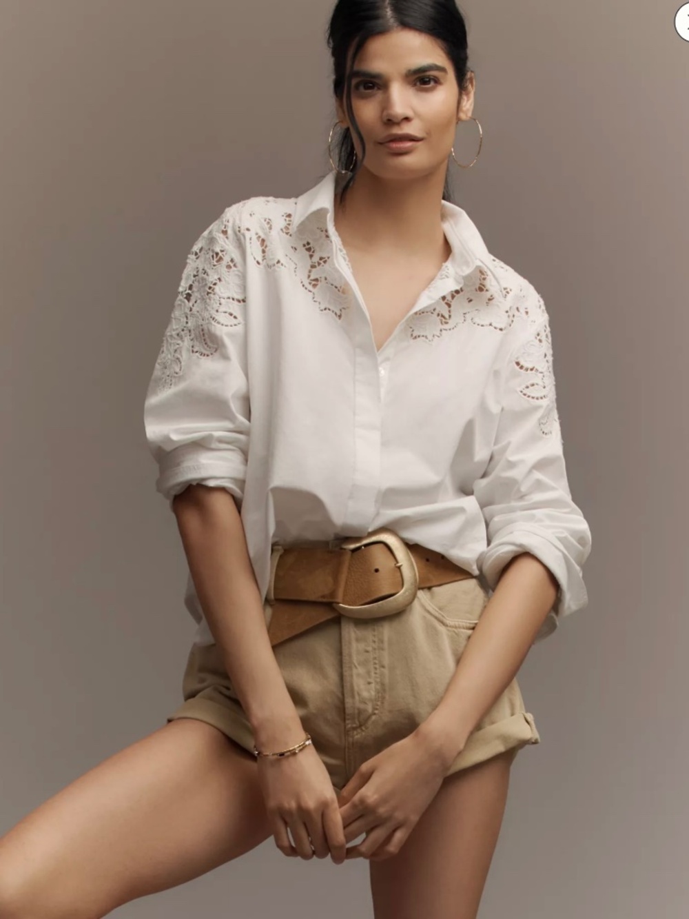 Sam Edelman White Eyelet Cotton Blouse